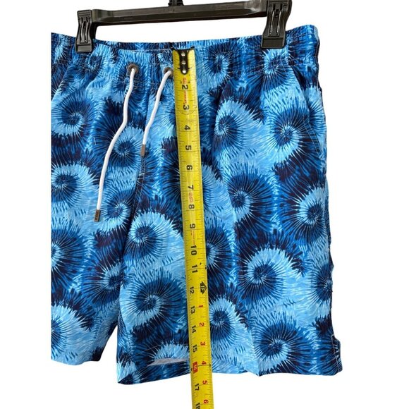 Mens Blue Tie-Dye Swim Trunks With Elastic Waist & Drawstring XL By Bondi Beamen - Picture 4 of 6